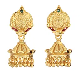 FirstBlush Traditional Enamel Temple Jhumka Earrings Gold-Tone Screw-Back Festive Danglers for Women-44
