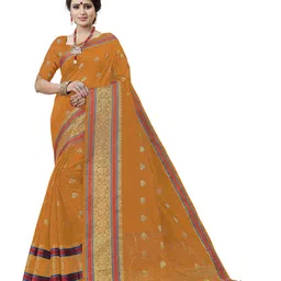 Maroosh Zari Fusion  Cotton Blend Saree with unstitched blouse piece-picture-16