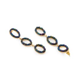 AMI Gold-Plated Artificial Beaded Oval Classy Drop Earrings image 2