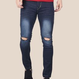 LINARIA Men Cotton Classic Slim Fit Mid-Rise Slash Knee Heavy Fade Jeans-picture-43