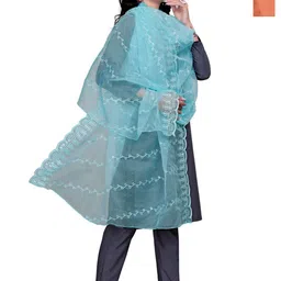 Kemza Pack Of 2 Ethnic Motifs Embroidered Sequinned Organza Leheriya Dupattas-picture-18