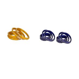 SOMIL Set of 12 Yellow Alloy Artificial Stones & Beads Bangles-image-91