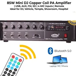 vora PA Amplifier / 3055 Transistor | 4 Mic Inputs | AC/DC Support 002 85 W AV Control Amplifier image 5