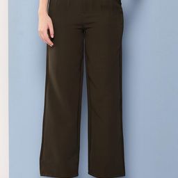 Girls Casual Wear Green Colour Solid Crepe Pant-image-49