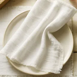 Vargottam White 12 Pieces Cotton Reusable & Disposable Table Napkins-picture-7