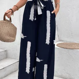 StyleCast Women Striped Pinted Loose Fit Mid-Rise Trousers-picture-17