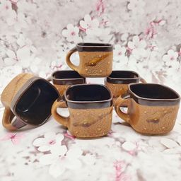 laghima jadon Brown & Coffee Brown Textured Ceramic Matte Cups Set-30