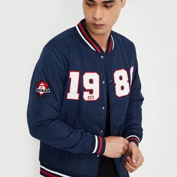 max Men Colourblocked Polyester Bomber with Patchwork Jacket-45