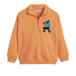 Hopscotch Boys Orange Back Printed Cotton Shirt Collar With Kangaroo Pockets Sweatshirt-picture-28
