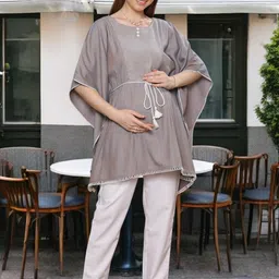 DUMMY SHAPE Women Paisley Embroidered Regular Kantha Work Kurta with Trousers-image-6