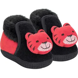 Neska Moda 6 To 12 Months Baby Boys & Girls Tiger Face Velvet Baby Booties (Black, Red)-image-54