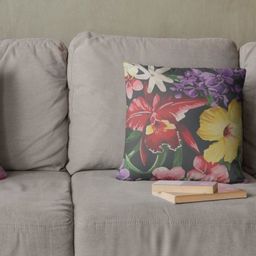 THEYAYACAFE Grey & Red Set of 2 Floral Velvet Square Cushion Covers-16