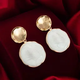 aadita Gold-Plated Artificial Stones Studded Circular Drop Earrings-52