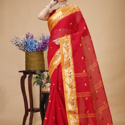 SLAGHA Woven Design Pure Cotton Handloom Taant Saree-image-54