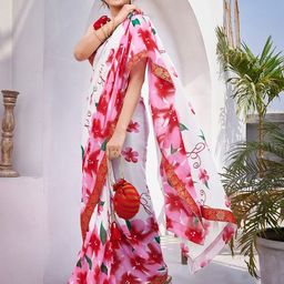 Lookmark Floral Dyed Pure Georgette Saree-image-57