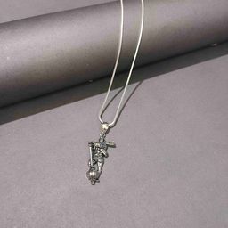 De Flossy Silver Rhodium-Plated Lord Hanuman Pendant-image-24