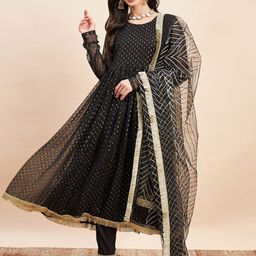 Fabway Clothing Women Pleated Thread Work Kurta with Trousers & With Dupatta-picture-58