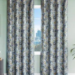 Aura Grey Set of 2 Floral Door Curtain-51