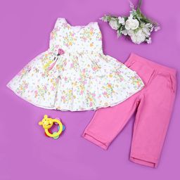 V-Mart Girls Printed Round Neck Tunic With Trouser-image-45