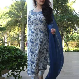 7Threads Women Ethnic Motifs Printed Regular Kurta with Trousers & With Dupatta image 3