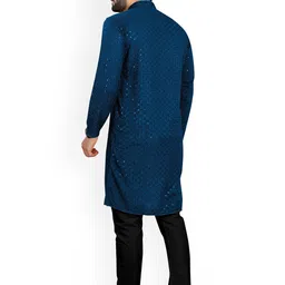 trustous Men Embroidered Regular Sequinned Kurta with Pyjamas image 4