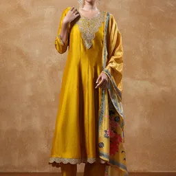 Varanga Women Yoke Design Regular Kurta with Trousers & With Dupatta-21