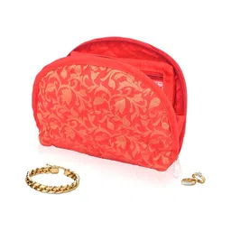 Aura Red Printed Cotton Wardrobe Jewellery Organiser-19