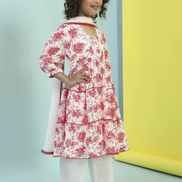 Biba Girls Floral Printed Angrakha Pure Cotton Kurta with Palazzos & With Dupatta image 5