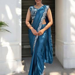 Pionex Embellished Embroidered Silk Blend Ready to Wear Saree-50
