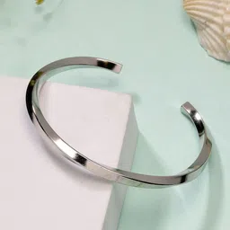 The Roadster Lifestyle Co Men Silver-Plated Open Cuff Bracelet-image-19