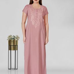 Sand Dune Embroidered Maxi Nightdress-image-65