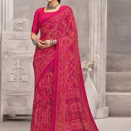 Panzora Bandhani Poly Chiffon Bandhani Saree-image-88