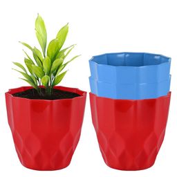 Kuber Industries 4-Pieces Blue & Red Textured Planters-19