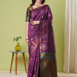 HERE&NOW Woven Design Zari Art Silk Banarasi Saree-image-68