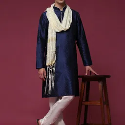 SKAVIJ Men Ethnic Motifs Regular Kurta with Pyjamas & With Dupatta-17