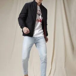 WROGN Men Geometric Bomber with Patchwork Jacket image 4