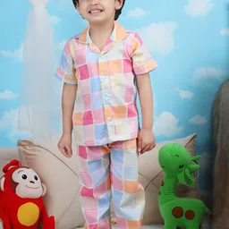 Polka Tots Boys Pure Cotton Checked Night suit-picture-52