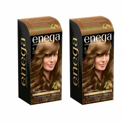 Enega Set Of 2 No Ammonia Creme Hair Color With Argan Oil -150ml Each-Light Brown-5
