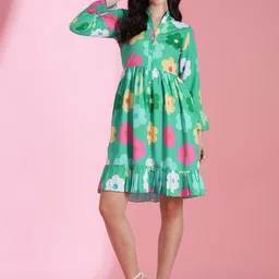 Kotty Women Floral Printed Fit & Flare Mini Dress-image-55