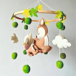 BABBLE WRAP Hand Stitch Nursery Musical Cot Crib Mobile Musical Toy image 5