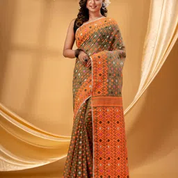 TANTLOOM Ethnic Motifs Zari Jamdani Saree-picture-44