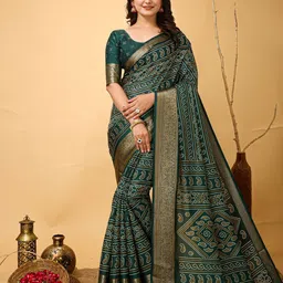 KAYOMMI Woven Design Bandhani Zari Kanjeevaram Saree-image-2