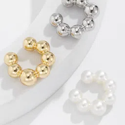 StyleCast Set Of 2 Copper-Plated Artificial Beaded Ear Cuff-13