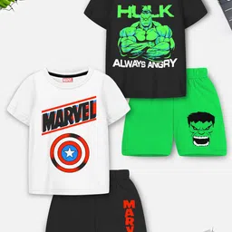 Marvel by Miss and Chief Boys Pack Of 2 Avengers Printed Round Neck T-Shirt With Shorts-image-77