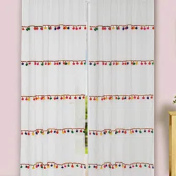 Dekor World Multicoloured Set of 2 Embellished Sheer Window Curtain-6