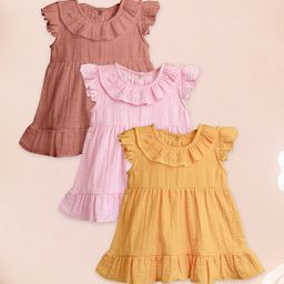 Kidbea Girls Pack Of 3 Pure Linen Dresses For Baby-image-84
