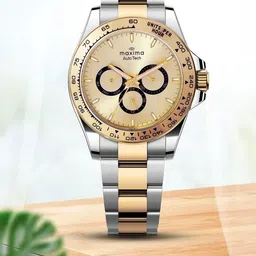 maxima Men Brass Dial & Stainless Steel Bracelet Style Straps Analogue Multi Function Watch 70781CMGT-image-55
