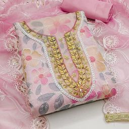 SAINOOR Embroidered Organza Semi-Stitched Dress Material-image-83