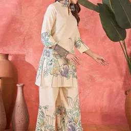 Sangria Floral Printed Pure Cotton Tunic & Palazzo Co-Ord Set-43