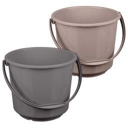Kuber Industries Grey & Brown 2 Pieces Bathroom Bucket 5L-14